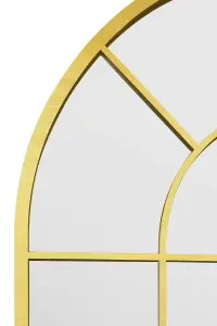 MirrorOutlet Arcus - Gold Framed Arched Window Garden Mirror 71" X 33.5" (180 x 85CM)