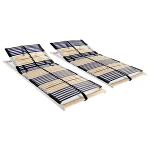 Berkfield Slatted Bed Bases 2 pcs with 42 Slats 7 Zones 70x200 cm