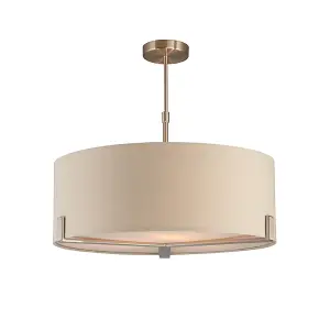 Luminosa Hayfield Multi Arm Pendant Light Satin Nickel Plate, Slate Grey Fabric