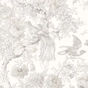 Laura Ashley Birtle Dove Grey Floral Smooth Wallpaper Sample