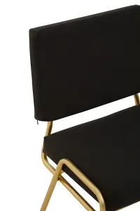 Interiors By Premier Comfortable Black Linen Chair, Elegant Design Comfortable Chair For Bedroom, Gold Finish Accent Chair