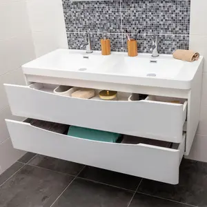 Eden 1200mm Wall Hung Vanity Unit in Gloss White & Resin Basin