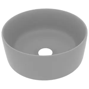 Berkfield Luxury Wash Basin Round Matt Light Grey 40x15 cm Ceramic