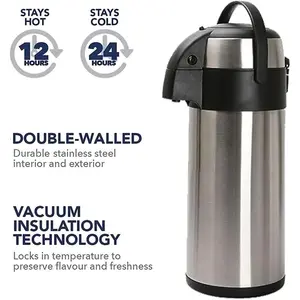 Mantraraj 5l Pump Action Airpot Coffee Flask Double-walled Vacuum Insulated Jug Carafe Hot Cold