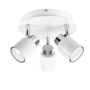 ValueLights Benton White Bathroom Ceiling Bar Spotlight and GU10 Spotlight LED 5W Warm White 3000K Bulbs