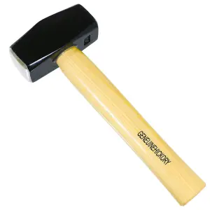 SPARES2GO Lump Club Sledge Hammer Heavy Duty Hickory Wood Shaft Hardened Steel Head Long Grip Handle (4lb / 2kg)