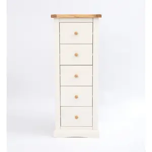 Castelli 5 Drawer Narrow Chest of Drawers Wood Knob