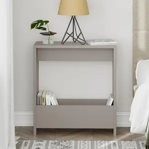 Beeler Modern Slim Compact Side Table Light Mocha