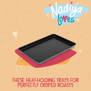 Prestige Nadiya Teal Rectangle Carbon Steel Dishwasher Safe Non-Stick Oven Tray Medium Size 9 x 13"