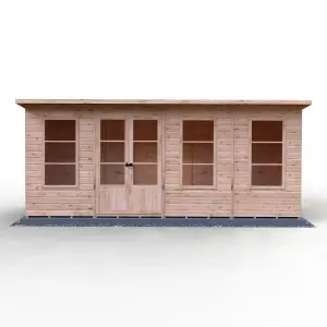 Dahlia 16x6ft Pent Summerhouse with double doors and 3 opening windows