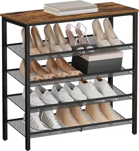 Shoe Rack, 5-Tier Shoe Organizer, Shoe Storage Rack for 16-20 Pairs, Adjustable Mesh Shelves, Shoe Storage Unit for Entryway,