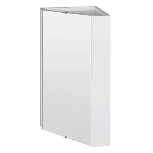 Nes Home Tully 320 x 320 x 650mm Corner Mirror Cabinet Gloss White