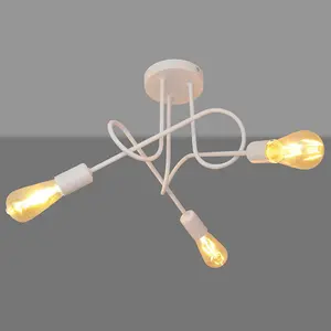 Luminosa Oxford Multi Arm Semi Flush Ceiling Light White 50cm