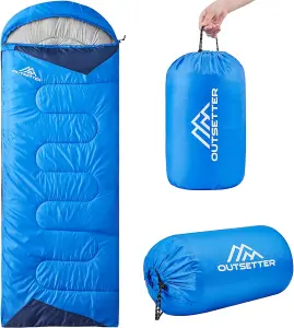 Sleeping Bags Adults 3 Season Backpacking Waterproof Hiking Camping Waterproof - Sky Blue