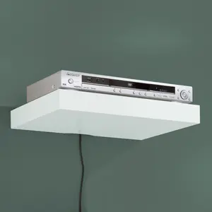 Shelf Depot White Floating Shelf with Cable Cutout (L)445mm (D)300mm