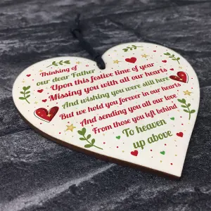 Dad Memorial Christmas Decoration Wooden Hanging Heart In Memory Plaque Gift For Dad