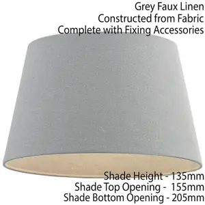 8" Inch Round Tapered Drum Lamp Shade Grey Linen Fabric Cover Simple Elegant