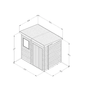 Forest Garden Timberdale 7x5 ft Pent Wooden Shed with floor (Base included) - Assembly service included