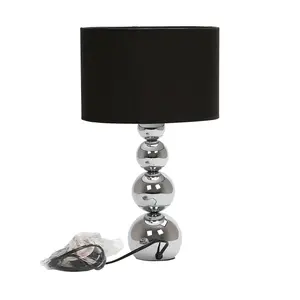 Interiors by Premier Cameo Touch Black Fabric Shade Table Lamp