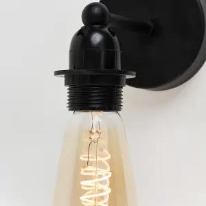 ValueLights Cambourne Black Indoor Wall Light and E27 Pear LED 4W Warm White 2200K Bulb