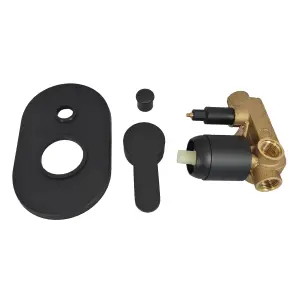 Mixer Valve Brass Internal Oval 2 Way Black Matt Concealed Shower