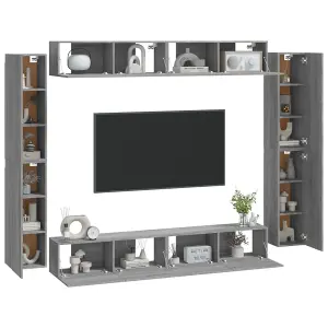 Berkfield 8 Piece TV Cabinet Set Grey Sonoma Engineered Wood