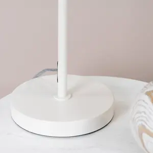 ValueLights Morris White Metal Stem Table Lamp with Angled Dome Shade for Living Room Bedroom office - LED Bulb Included