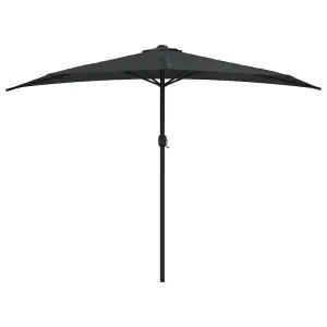 Berkfield Balcony Parasol with Aluminium Pole Black 300x150x253 cm Half