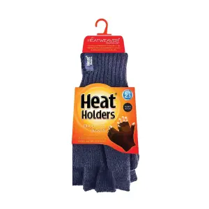 Heat Holders - Mens 3.2 TOG Fleece Insulated Fingerless Gloves Blue