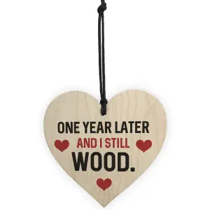 Funny 1st Anniversary Gift For Wife Husband Wood Heart Gift For Him Her Keepsake