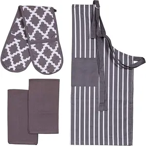 Penguin Home Apron, Double Oven Glove and 2 Kitchen Tea Towels Set