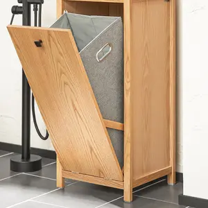 Bodulf Wood Cabinet Laundry Hamper with Handles