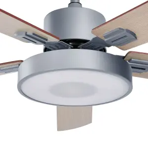 Ceiling Fan with Light Grey and Light Wood HOBBLE