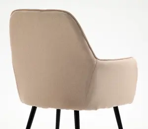 Hallowood Furniture Pair of Light Brown Fabric Chair with Metal Legs