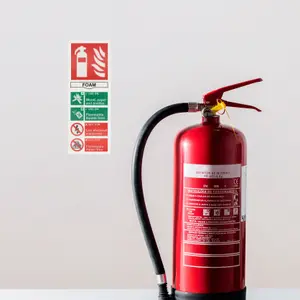 EAI - First Extinguisher Sign Foam 75x200mm Self Adh Semi Rigid PVC - Pack of 2