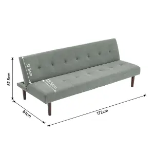 Grey Contemporary Velvet Convertible Sofa Bed