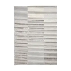 Grey Ivory Striped Rug, 8mm Thick Easy to Clean Turkish Rug, Modern Rug for Living Room, & Dining Room-160cm X 220cm