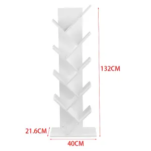 Standing White Wooden Tree Bookshelf Storage Rack for home 1320mm(H)