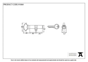 From The Anvil Black 30T/35 6pin Euro Cylinder/Thumbturn