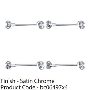 4 PACK - Lightweight Cabin Hook & Eye Satin Chrome 102mm Arm Cabinet Hatch Lock