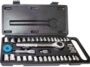 New 40pc Socket Set 1/2 3/8 Inches Dr Metric Reversible Ratchet Handle Tool Kit