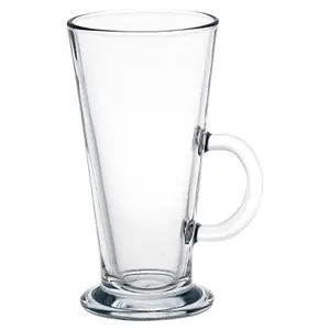 Queensway Home & Dining Height 16cm 4 x 260ml Clear Glass Tall Hot Chocolate Coffee Latte Mugs Glasses Tumblers