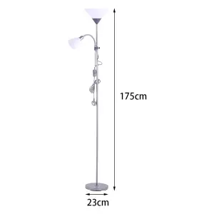 Modern E27&E14 Bulb Base 2 Head Standing Mother&Child Floor Lamp Floor Light with Foot Switch 175 cm