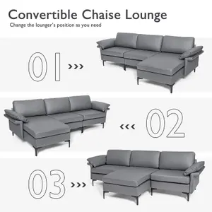 Costway Modern 3-Seater Sofa Couch Sofa Furniture L-Shaped Modular Sofa Set