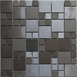 Tourino Black Gloss & matt Stainless steel Mosaic tile, (L)300mm (W)300mm