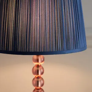 Luminosa Adelie & Wentworth Base & Shade Table Lamp Blush Crystal Glass & Midnight Blue Silk