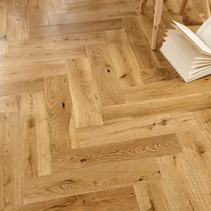 Lusso Carrara Luxe Natural Lacquered Oak Herringbone Engineered Wood Flooring