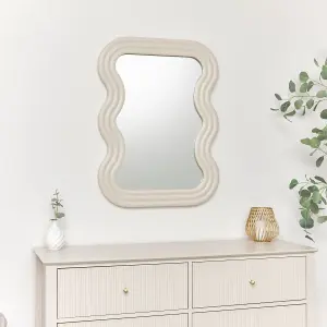 Melody Maison Taupe Wave Framed Wall Mirror - 85cm x 60cm