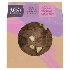 Sainsbury's Triple Belgian Chocolate Cookies, Taste The Difference X4