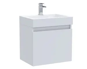 Wall Hung Vanity Basin Unit & Polymarble Basin - 500mm - Gloss White